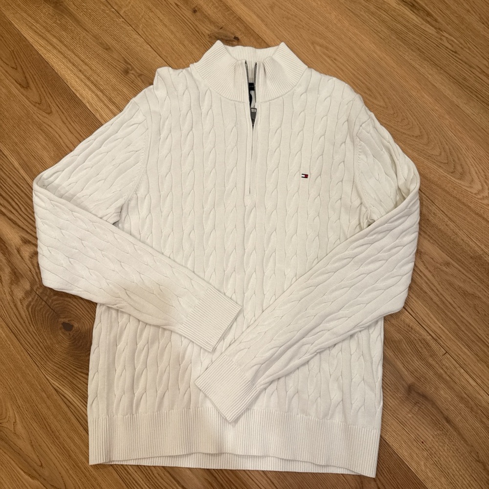 Men’s White Cable Knit Sweater